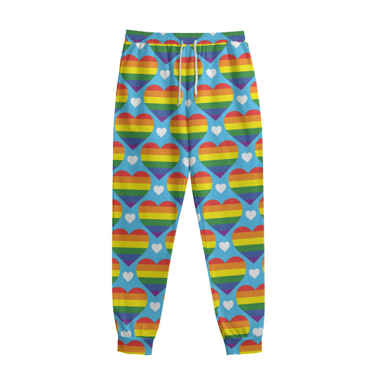 LGBT Pride Rainbow Heart Pattern Print Sweatpants