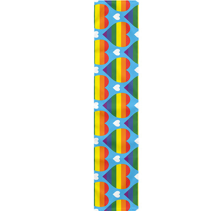 LGBT Pride Rainbow Heart Pattern Print Table Runner