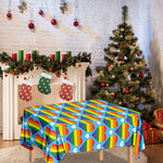 LGBT Pride Rainbow Heart Pattern Print Tablecloth