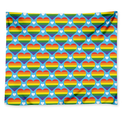 LGBT Pride Rainbow Heart Pattern Print Tapestry