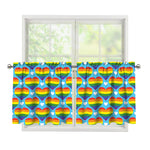 LGBT Pride Rainbow Heart Pattern Print Tier Curtains