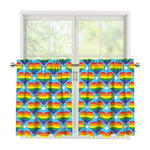LGBT Pride Rainbow Heart Pattern Print Tier Curtains