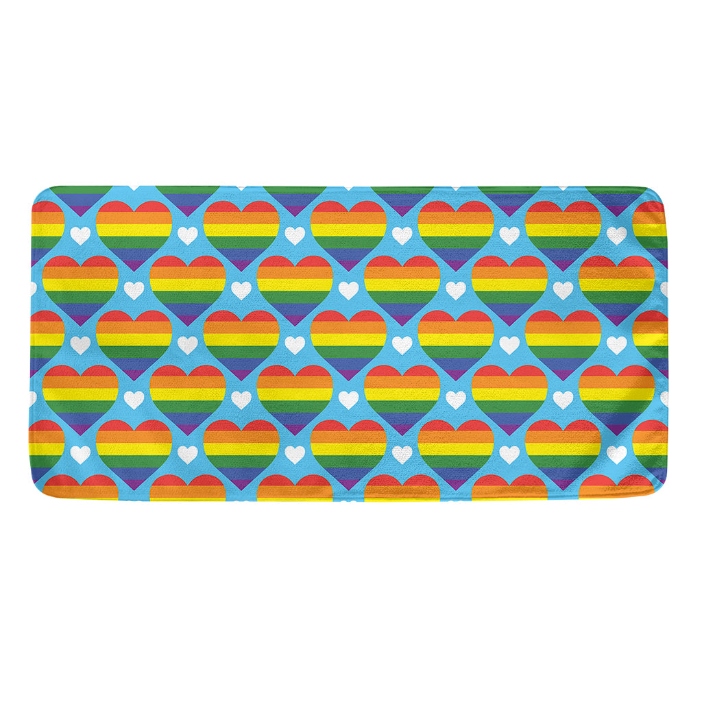 LGBT Pride Rainbow Heart Pattern Print Towel