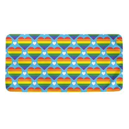 LGBT Pride Rainbow Heart Pattern Print Towel