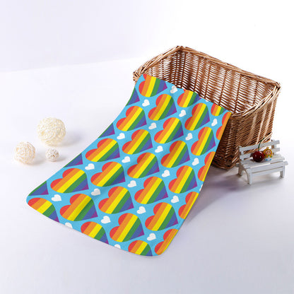 LGBT Pride Rainbow Heart Pattern Print Towel