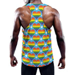 LGBT Pride Rainbow Heart Pattern Print Training Tank Top