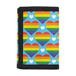 LGBT Pride Rainbow Heart Pattern Print Trifold Wallet