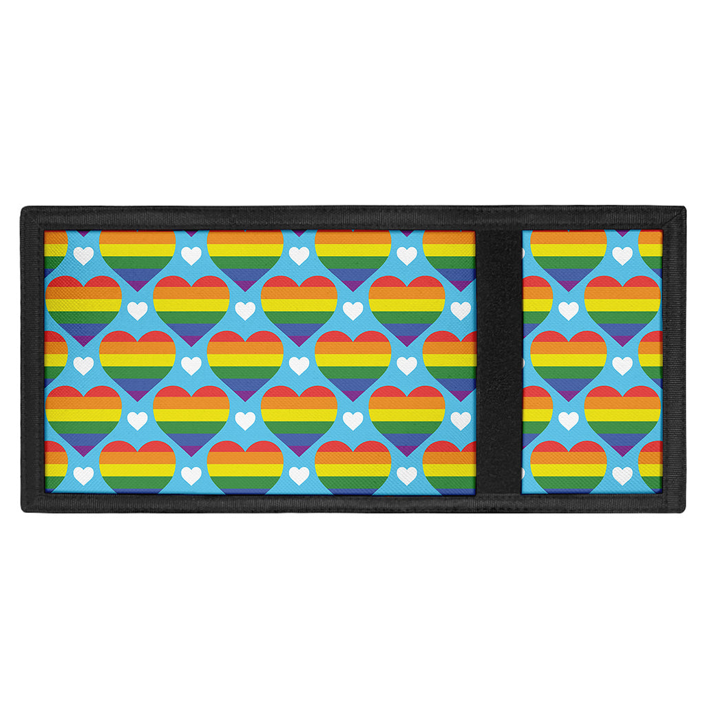 LGBT Pride Rainbow Heart Pattern Print Trifold Wallet