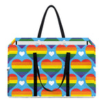 LGBT Pride Rainbow Heart Pattern Print Utility Tote Bag