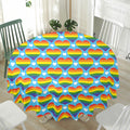 LGBT Pride Rainbow Heart Pattern Print Waterproof Round Tablecloth