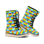 LGBT Pride Rainbow Heart Pattern Print Winter Boots