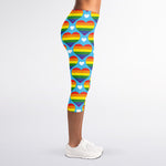 LGBT Pride Rainbow Heart Pattern Print Women's Capri Leggings