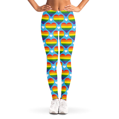 LGBT Pride Rainbow Heart Pattern Print Women's Leggings