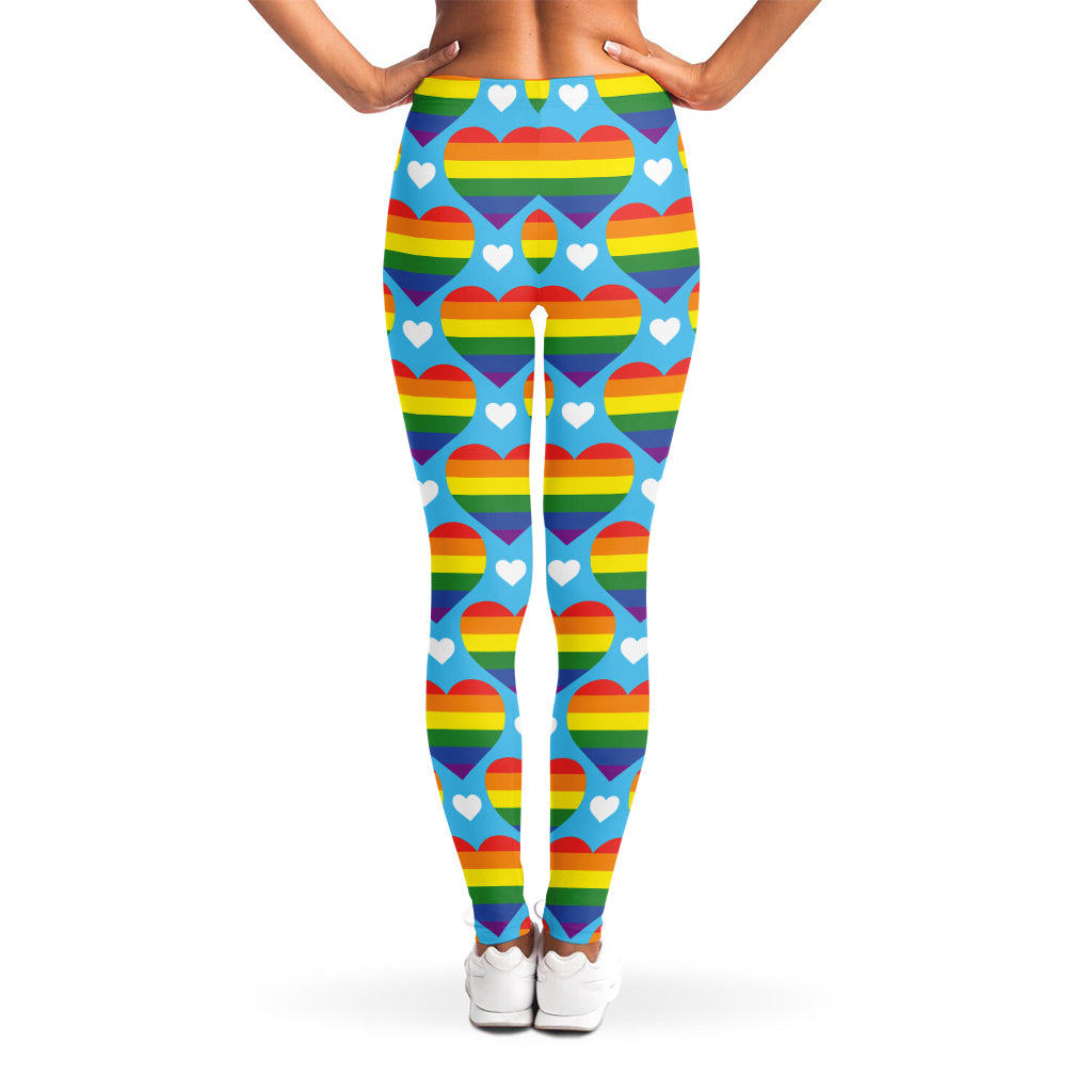 LGBT Pride Rainbow Heart Pattern Print Women's Leggings