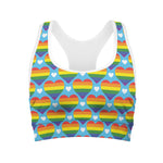 LGBT Pride Rainbow Heart Pattern Print Women's Sports Bra