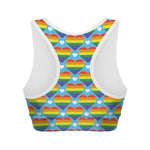LGBT Pride Rainbow Heart Pattern Print Women's Sports Bra