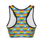 LGBT Pride Rainbow Heart Pattern Print Women's Sports Bra