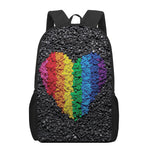 LGBT Pride Rainbow Heart Stones Print 17 Inch Backpack