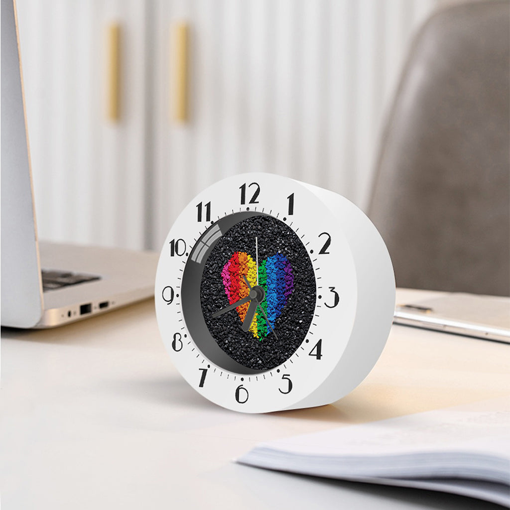 LGBT Pride Rainbow Heart Stones Print Alarm Clock