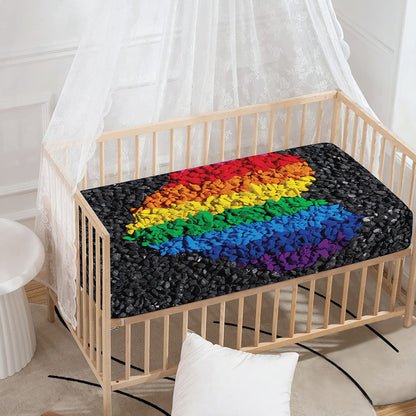 LGBT Pride Rainbow Heart Stones Print Baby Crib Sheet