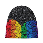 LGBT Pride Rainbow Heart Stones Print Beanie