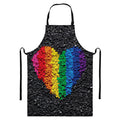 LGBT Pride Rainbow Heart Stones Print Bib Apron With Pocket
