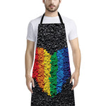 LGBT Pride Rainbow Heart Stones Print Bib Apron With Pocket
