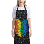LGBT Pride Rainbow Heart Stones Print Bib Apron With Pocket