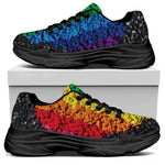 LGBT Pride Rainbow Heart Stones Print Black Chunky Shoes