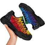 LGBT Pride Rainbow Heart Stones Print Black Chunky Shoes