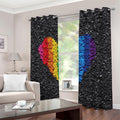 LGBT Pride Rainbow Heart Stones Print Dimout Grommet Curtains