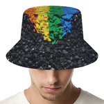 LGBT Pride Rainbow Heart Stones Print Bucket Hat