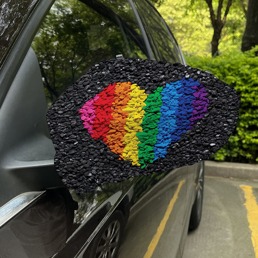 LGBT Pride Rainbow Heart Stones Print Car Side Mirror Covers