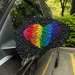 LGBT Pride Rainbow Heart Stones Print Car Side Mirror Covers