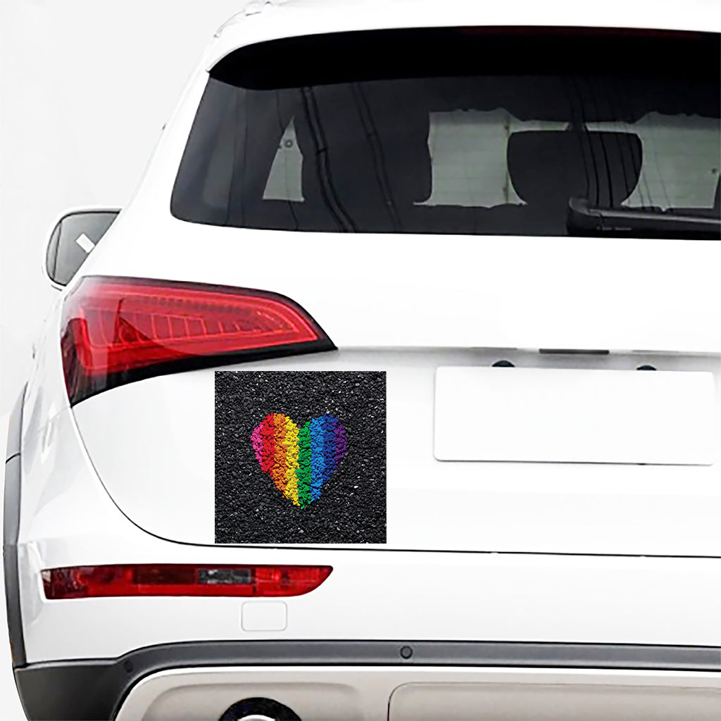 LGBT Pride Rainbow Heart Stones Print Car Sticker