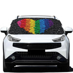 LGBT Pride Rainbow Heart Stones Print Car Windshield Snow Cover