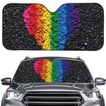 LGBT Pride Rainbow Heart Stones Print Car Windshield Sun Shade