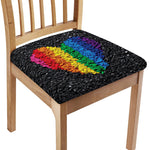 LGBT Pride Rainbow Heart Stones Print Chair Cushion Cover