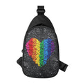 LGBT Pride Rainbow Heart Stones Print Sling Bag