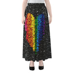 LGBT Pride Rainbow Heart Stones Print Chiffon Maxi Skirt
