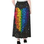 LGBT Pride Rainbow Heart Stones Print Chiffon Maxi Skirt