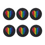 LGBT Pride Rainbow Heart Stones Print Coaster Set