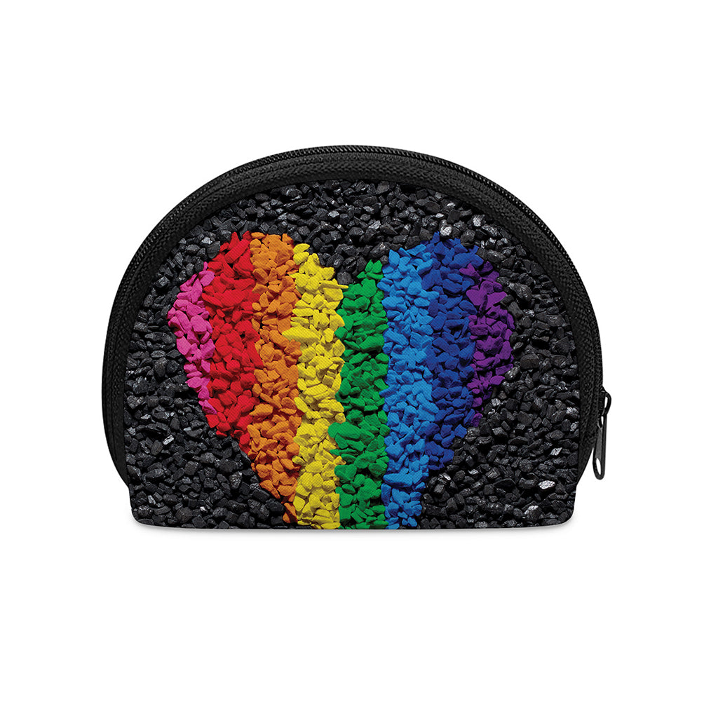 LGBT Pride Rainbow Heart Stones Print Coin Purse