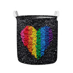 LGBT Pride Rainbow Heart Stones Print Collapsible Laundry Basket