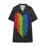 LGBT Pride Rainbow Heart Stones Print Cotton Hawaiian Shirt