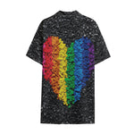 LGBT Pride Rainbow Heart Stones Print Cotton Hawaiian Shirt