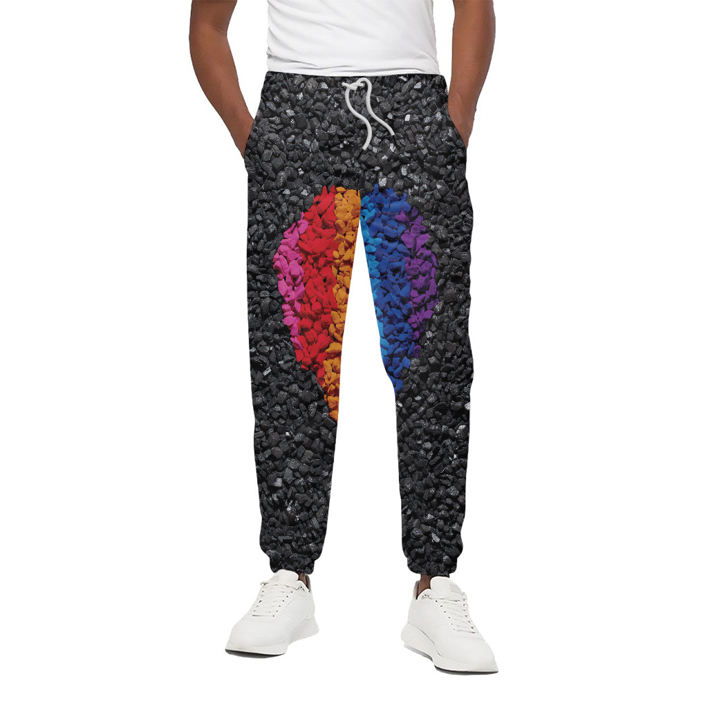LGBT Pride Rainbow Heart Stones Print Cotton Pants