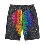 LGBT Pride Rainbow Heart Stones Print Cotton Shorts