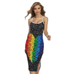 LGBT Pride Rainbow Heart Stones Print Cross Back Cami Dress