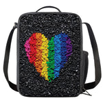 LGBT Pride Rainbow Heart Stones Print Crossbody Lunch Bag